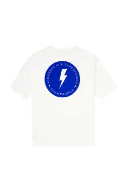 Women Scamp & Dude Men's White with Placement Bolt Graphics T-Shirt
