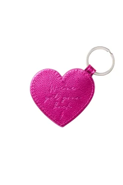 Women Scamp & Dude Metallic Pink Heart Keyring