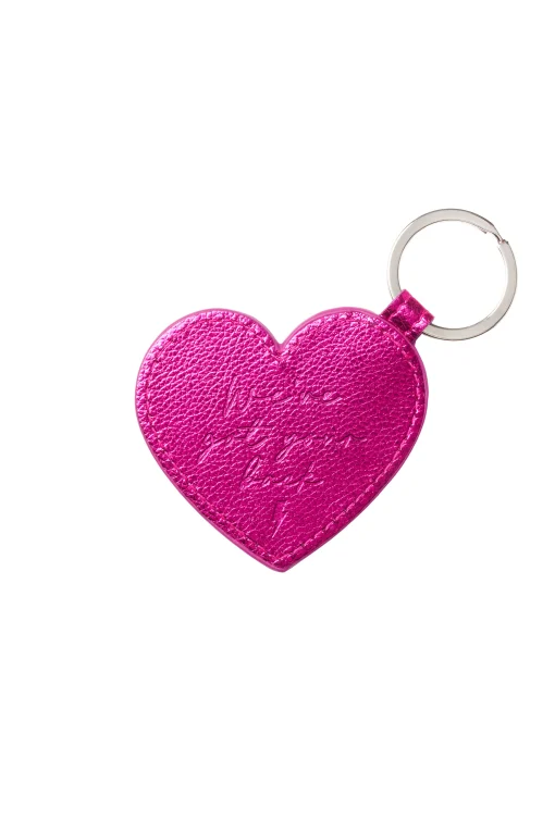 Women Scamp & Dude Metallic Pink Heart Keyring