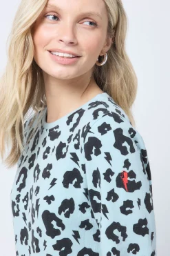 Women Scamp & Dude Mint with Black Leopard Classic Sweatshirt