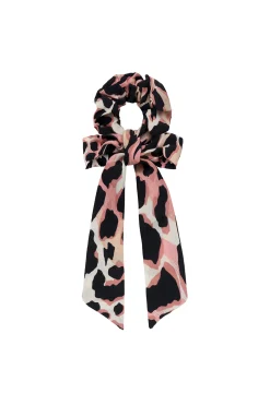 Women Scamp & Dude Mixed Neutral with Black Shadow Leopard Surplus Fabric Bow Scrunchie
