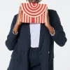 Women Scamp & Dude Natural with Red Stripe Woven Clutch Bag