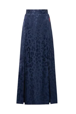Women Scamp & Dude Navy Jacquard Leopard Split Front Skirt