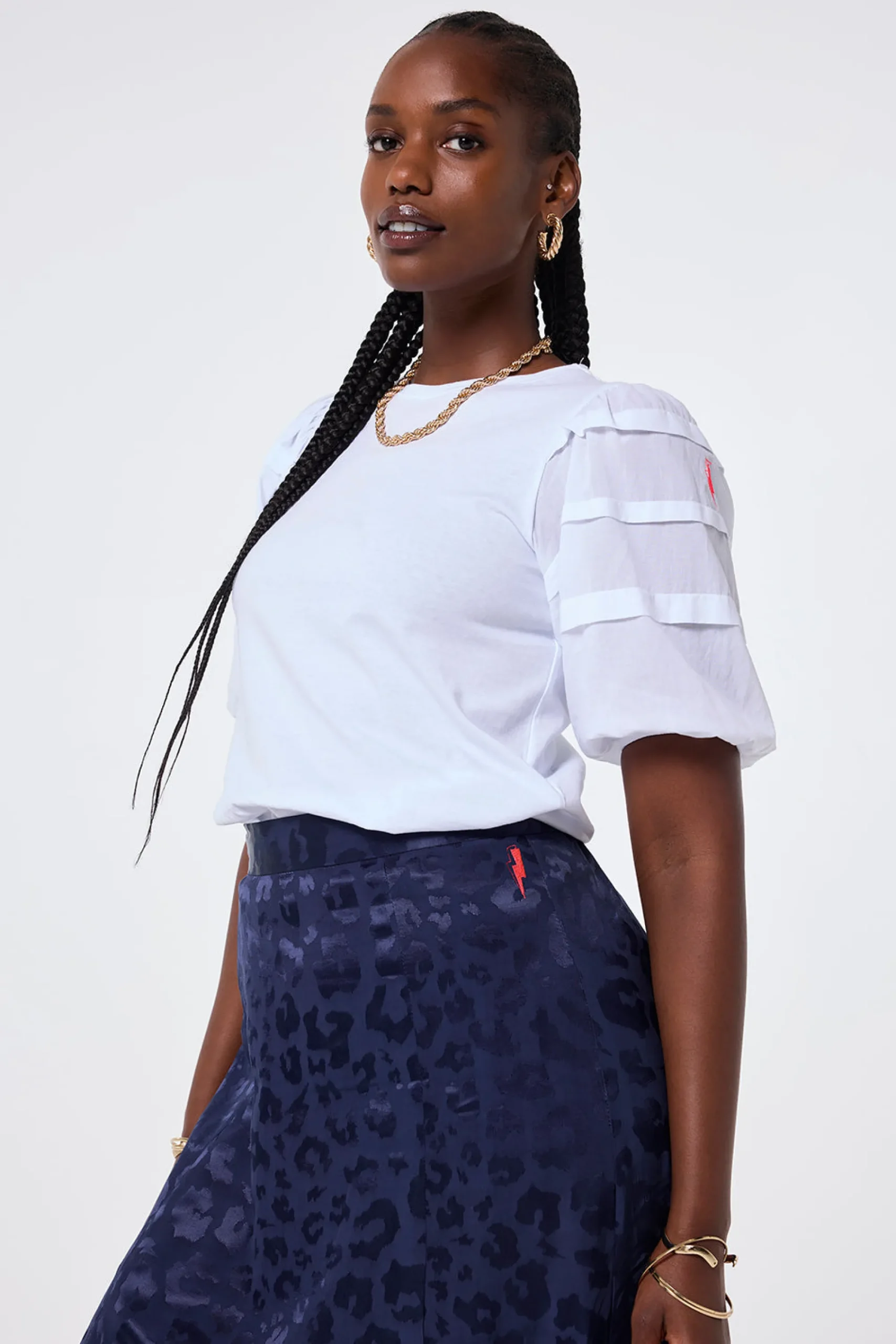 Women Scamp & Dude Navy Jacquard Leopard Split Front Skirt