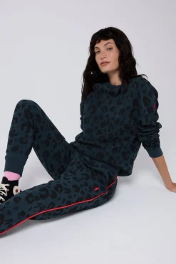Women Scamp & Dude Navy Leopard Cosy Joggers