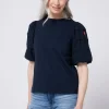 Women Scamp & Dude Navy Pintuck Sleeve T-Shirt