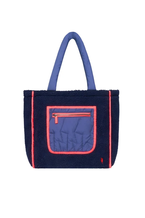 Women Scamp & Dude Navy Reversible Quilted Lightning Bolt with Borg Tote Bag