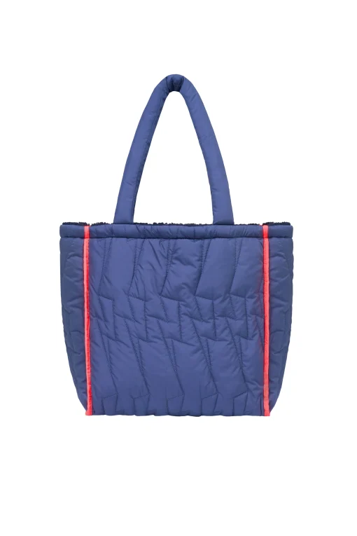 Women Scamp & Dude Navy Reversible Quilted Lightning Bolt with Borg Tote Bag