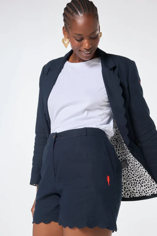 Women Scamp & Dude Navy Scallop Shorts