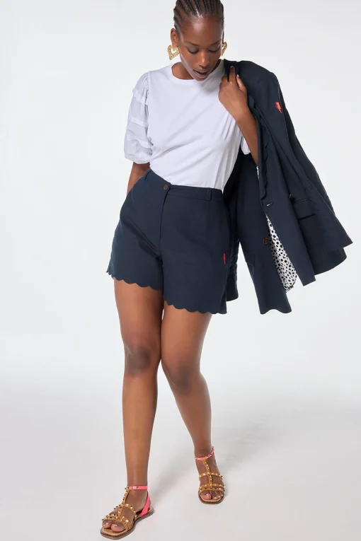 Women Scamp & Dude Navy Scallop Shorts