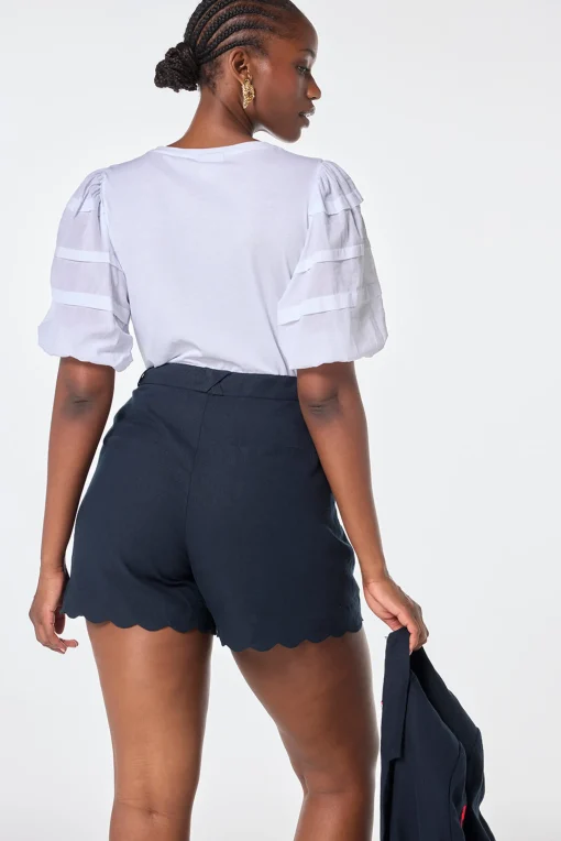 Women Scamp & Dude Navy Scallop Shorts