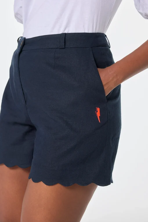 Women Scamp & Dude Navy Scallop Shorts