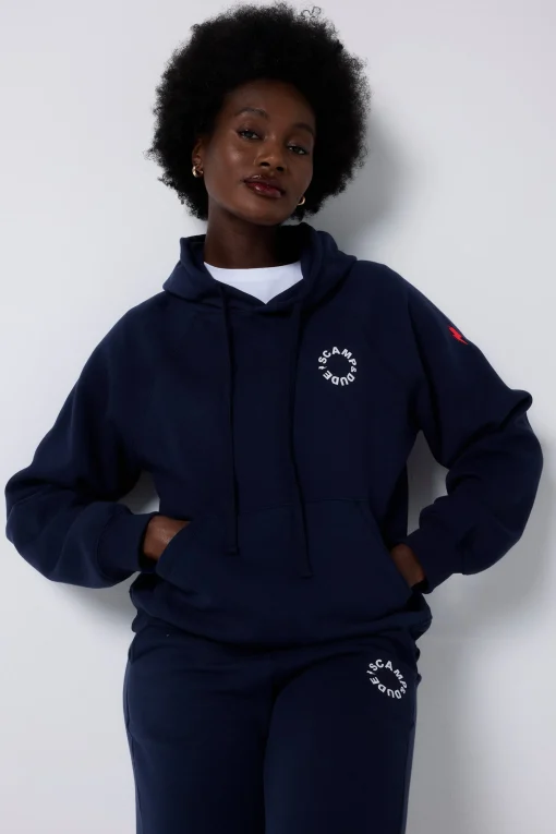 Women Scamp & Dude Navy Scamp & Dude Logo Relaxed Hoodie