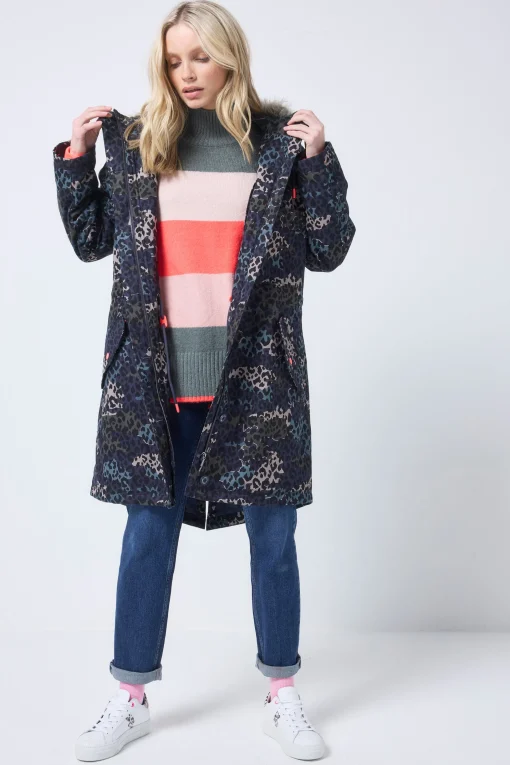 Women Scamp & Dude Navy Wild Camo Parka