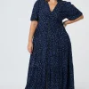 Women Scamp & Dude Navy with Black Rock and Roll Zip Detail Tiered Midi Dress