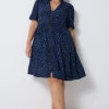 Women Scamp & Dude Navy with Black Rock and Roll Leopard Zip Detail Tiered Short Dress