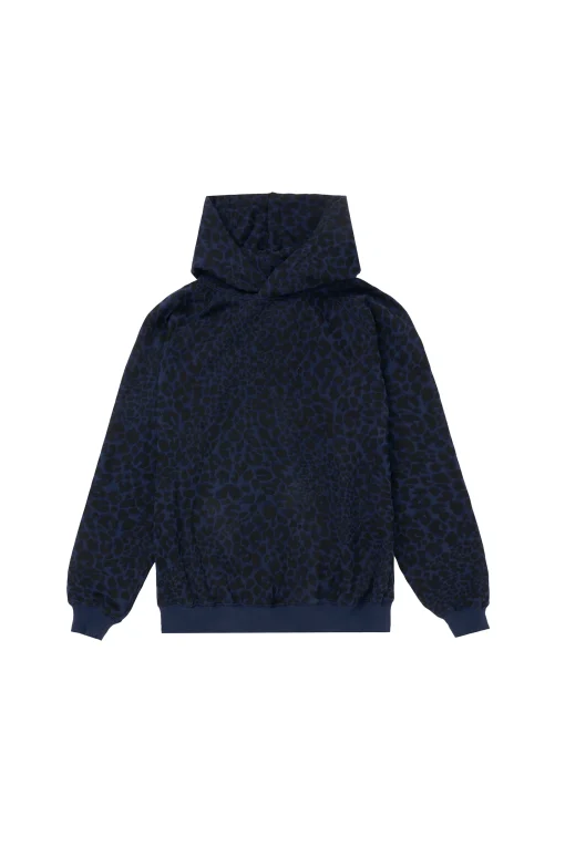 Women Scamp & Dude Navy with Black Rock and Roll Leopard Hoodie