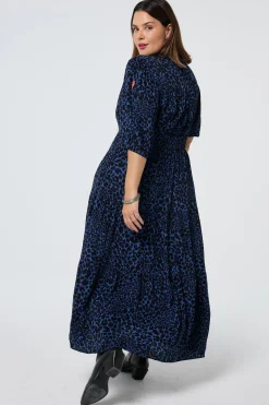 Women Scamp & Dude Navy with Black Rock and Roll Zip Detail Tiered Midi Dress