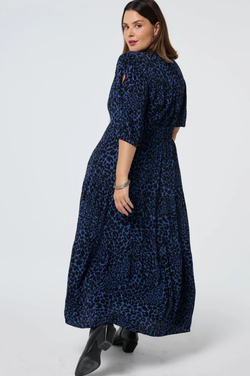 Women Scamp & Dude Navy with Black Rock and Roll Zip Detail Tiered Midi Dress