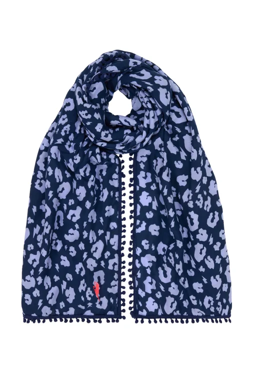 Women Scamp & Dude Navy with Blue Leopard Charity Super Scarf