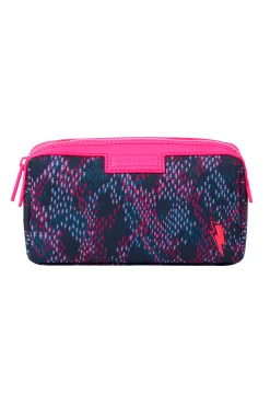 Women Scamp & Dude Navy with Pink and Lilac Lightning Bolt Snake Print Small Cosmetic Bag