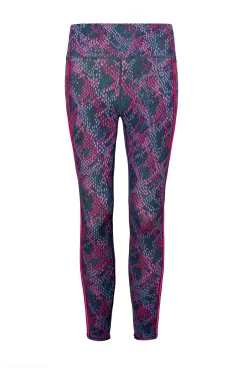 Women Scamp & Dude Navy with Pink and Lilac Lightning Bolt Snake Print Full Length Active Leggings