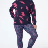 Women Scamp & Dude Navy with Pink Mega Lightning Bolt Longline Hoodie