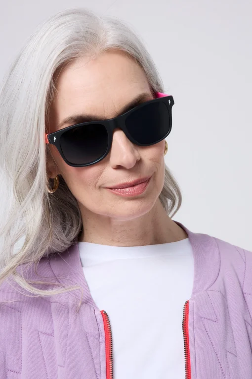 Women Scamp & Dude 'Neon Sunnies' Black with Orange and Neon Pink