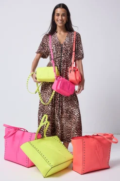Women Scamp & Dude Neon Yellow Studded Tote Bag