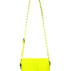 Women Scamp & Dude Neon Yellow Studded Twin Compartment Cross Body Bag