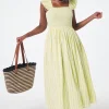 Women Scamp & Dude Neon Yellow with Ivory Stripe Maxi Sundress