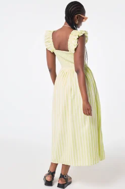 Women Scamp & Dude Neon Yellow with Ivory Stripe Maxi Sundress