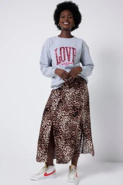 Women Scamp & Dude Neutral with Black Cheetah Split Front Skirt