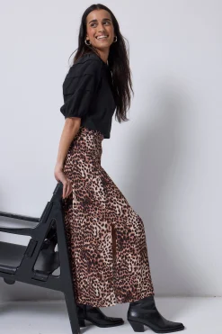 Women Scamp & Dude Neutral with Black Cheetah Split Front Skirt
