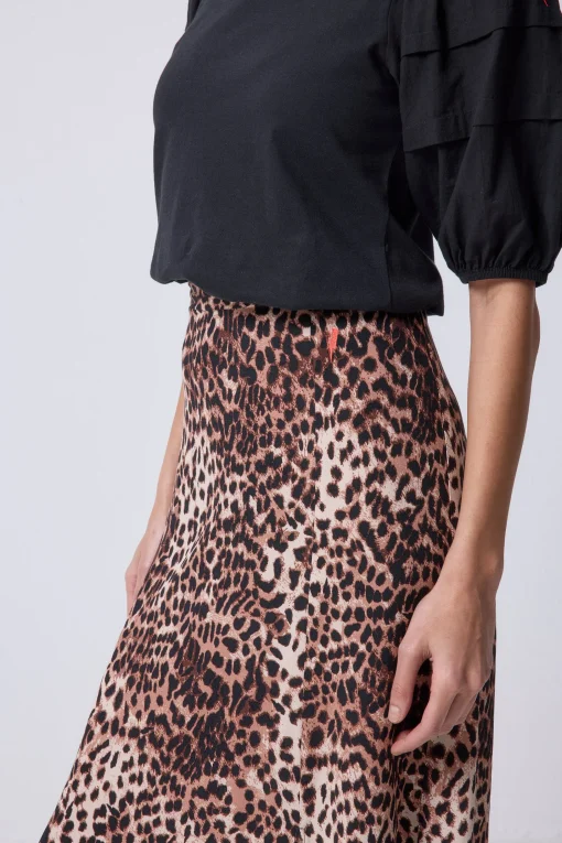 Women Scamp & Dude Neutral with Black Cheetah Split Front Skirt