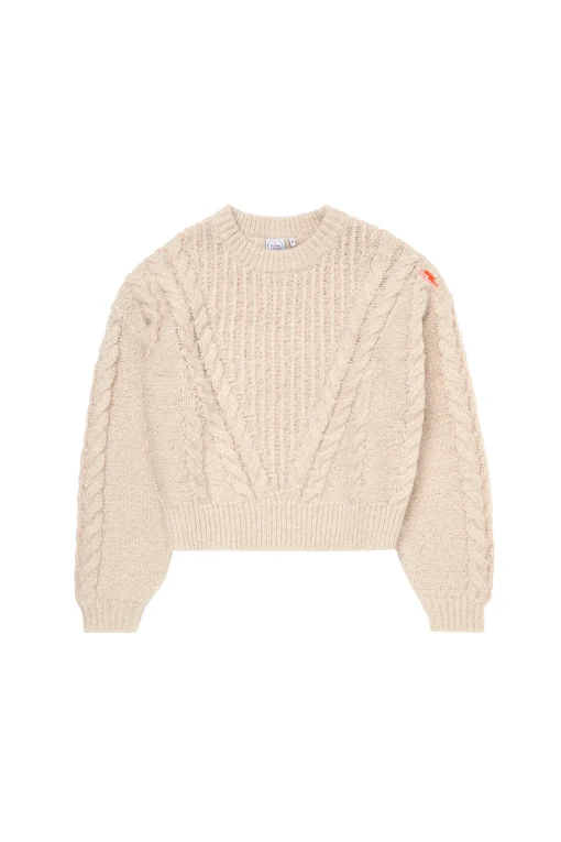 Women Scamp & Dude Oatmeal Cable Knit Jumper