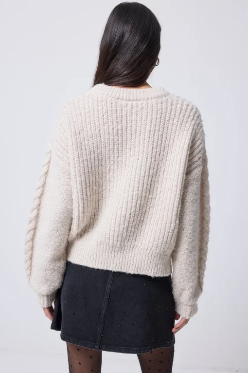 Women Scamp & Dude Oatmeal Cable Knit Jumper