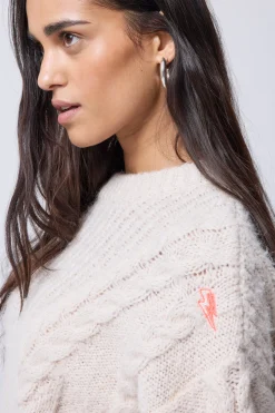 Women Scamp & Dude Oatmeal Cable Knit Jumper