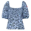 Women Scamp & Dude Pale Blue with Black Zebra Shirred Top