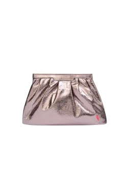 Women Scamp & Dude Pewter Metallic Clutch Bag