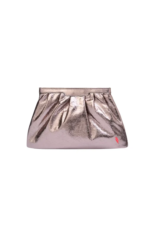 Women Scamp & Dude Pewter Metallic Clutch Bag
