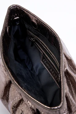 Women Scamp & Dude Pewter Metallic Clutch Bag