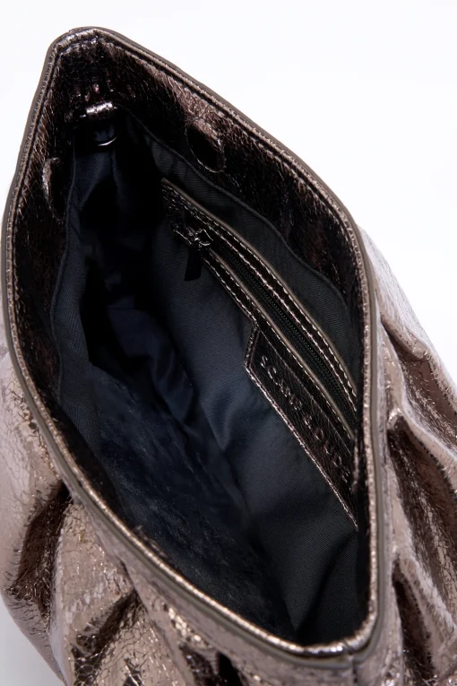 Women Scamp & Dude Pewter Metallic Clutch Bag