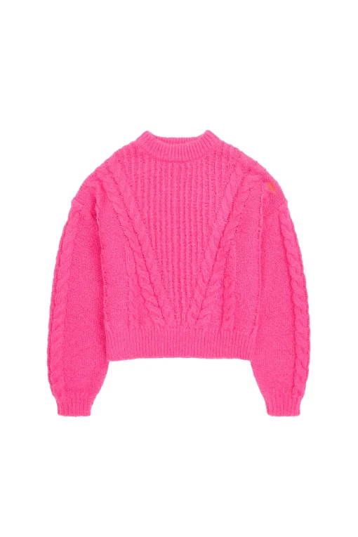 Women Scamp & Dude Pink Cable Knit Jumper