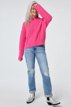 Women Scamp & Dude Pink Cable Knit Jumper