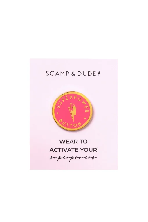 Women Scamp & Dude Pink Superpower Pin Badge