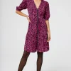 Women Scamp & Dude Pink with Black Wild Leopard Zip Detail Tiered Short Dress
