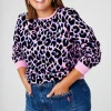 Women Scamp & Dude Pink with Blue and Black Shadow Leopard Classic Sweatshirt
