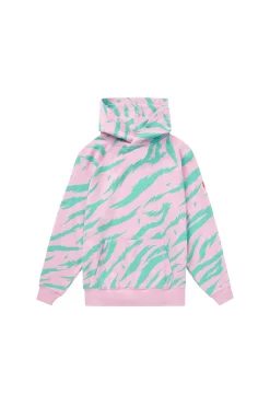 Women Scamp & Dude Pink with Green Tiger Print Relaxed Hoodie