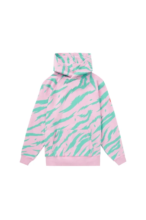 Women Scamp & Dude Pink with Green Tiger Print Relaxed Hoodie